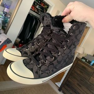Coach upper fur lined high top Sneakers